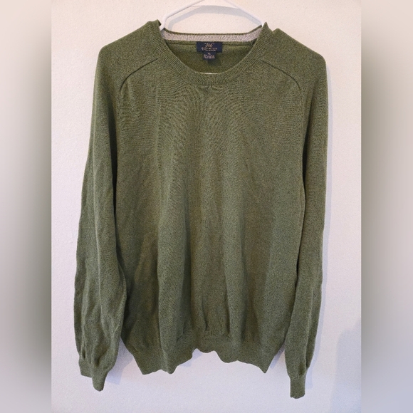 Brooks Brothers Cashmere Sweater 346 Green Mens Size Large Cotton Blend crewneck - Picture 2 of 7
